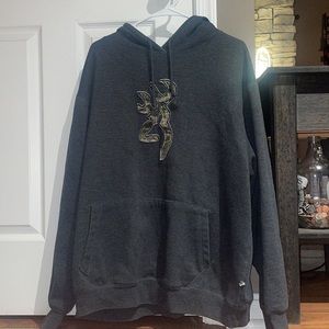 Warm hoodie, camo inside the hood.